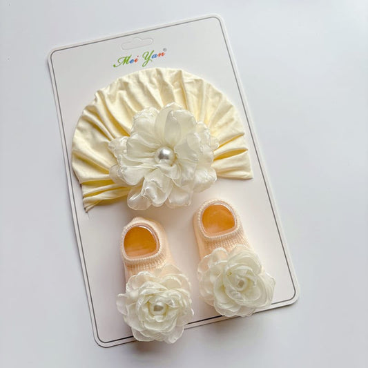 Baby Girl Floral pearl Headband & Socks Set
