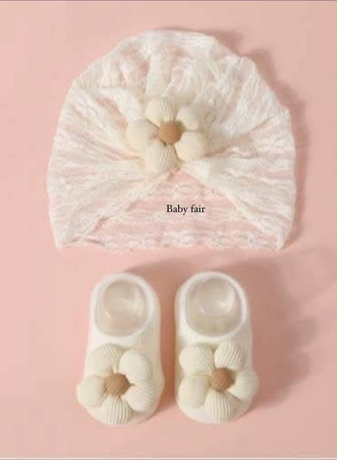 Baby Flower Cap & Booties Set