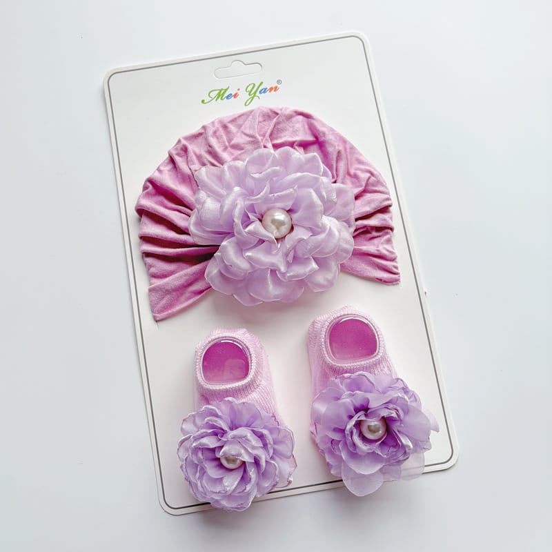 Baby Girl Floral pearl Headband & Socks Set