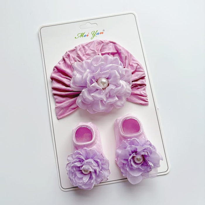 Baby Girl Floral pearl Headband & Socks Set