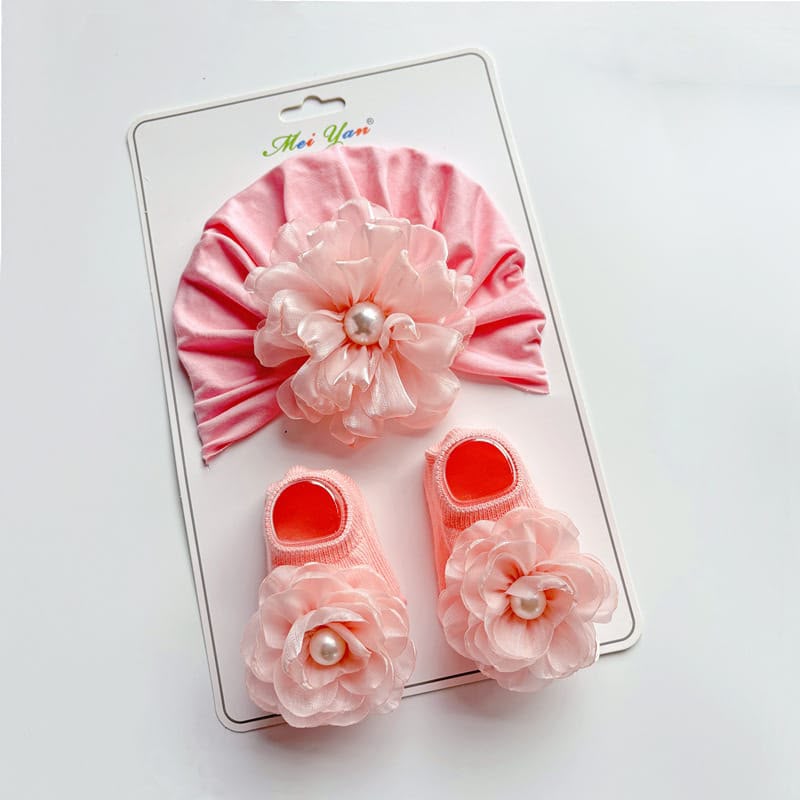 Baby Girl Floral pearl Headband & Socks Set
