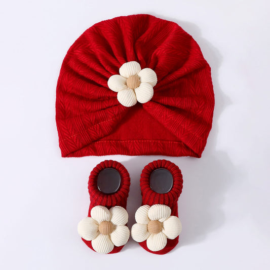 Baby Girl Flower Cap & Socks Set
