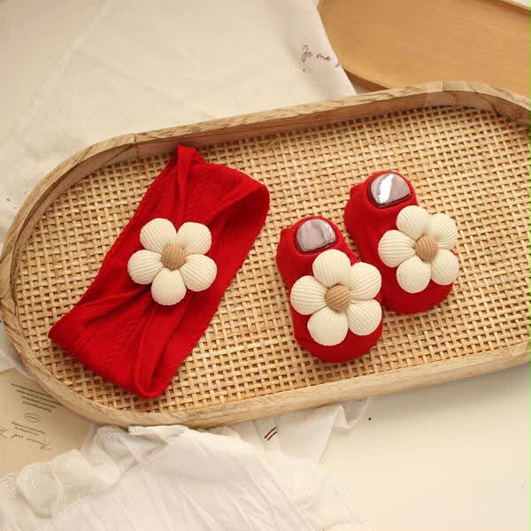 Baby Girl Flower Headband & Socks Set