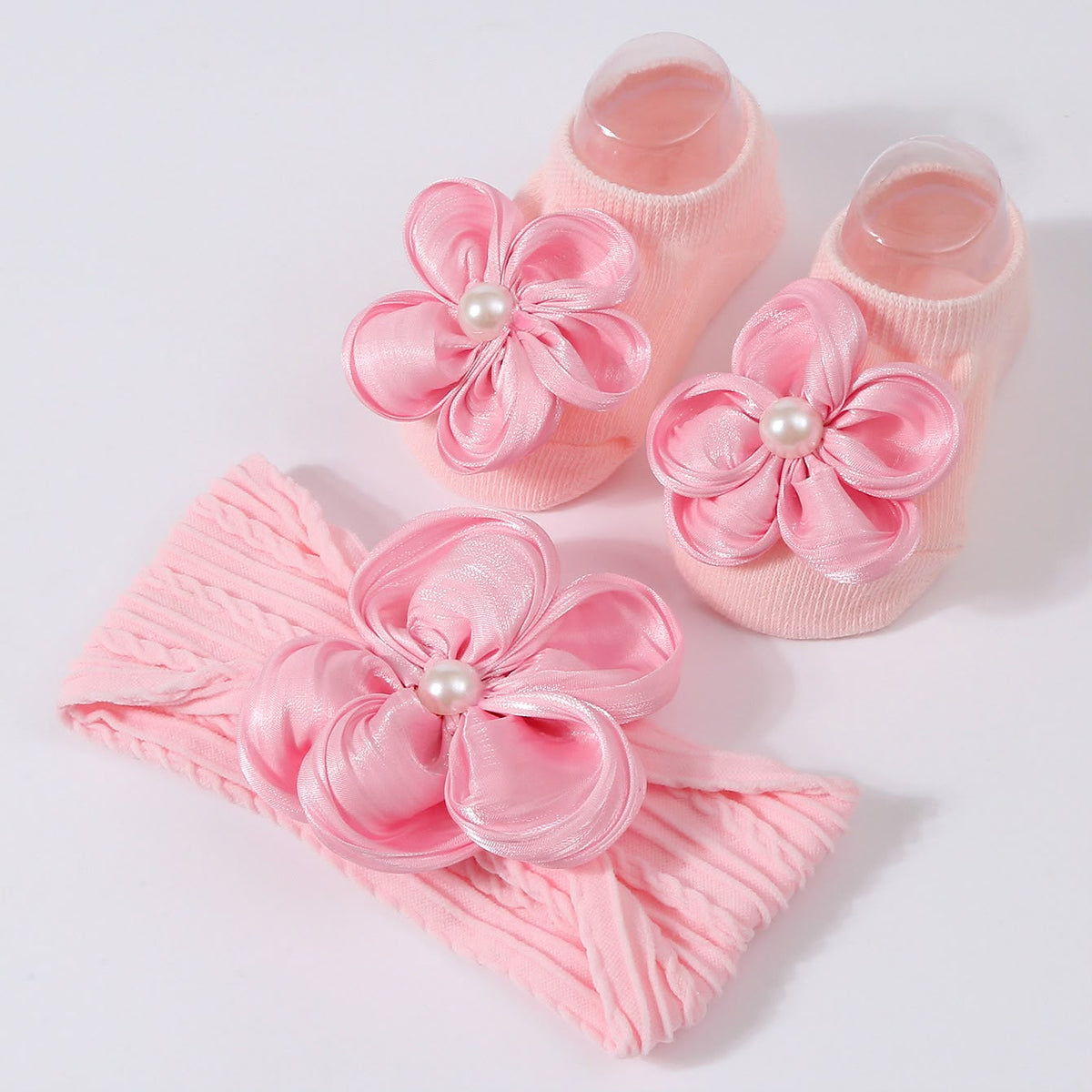 Baby Girl Flower Headband & Socks Set