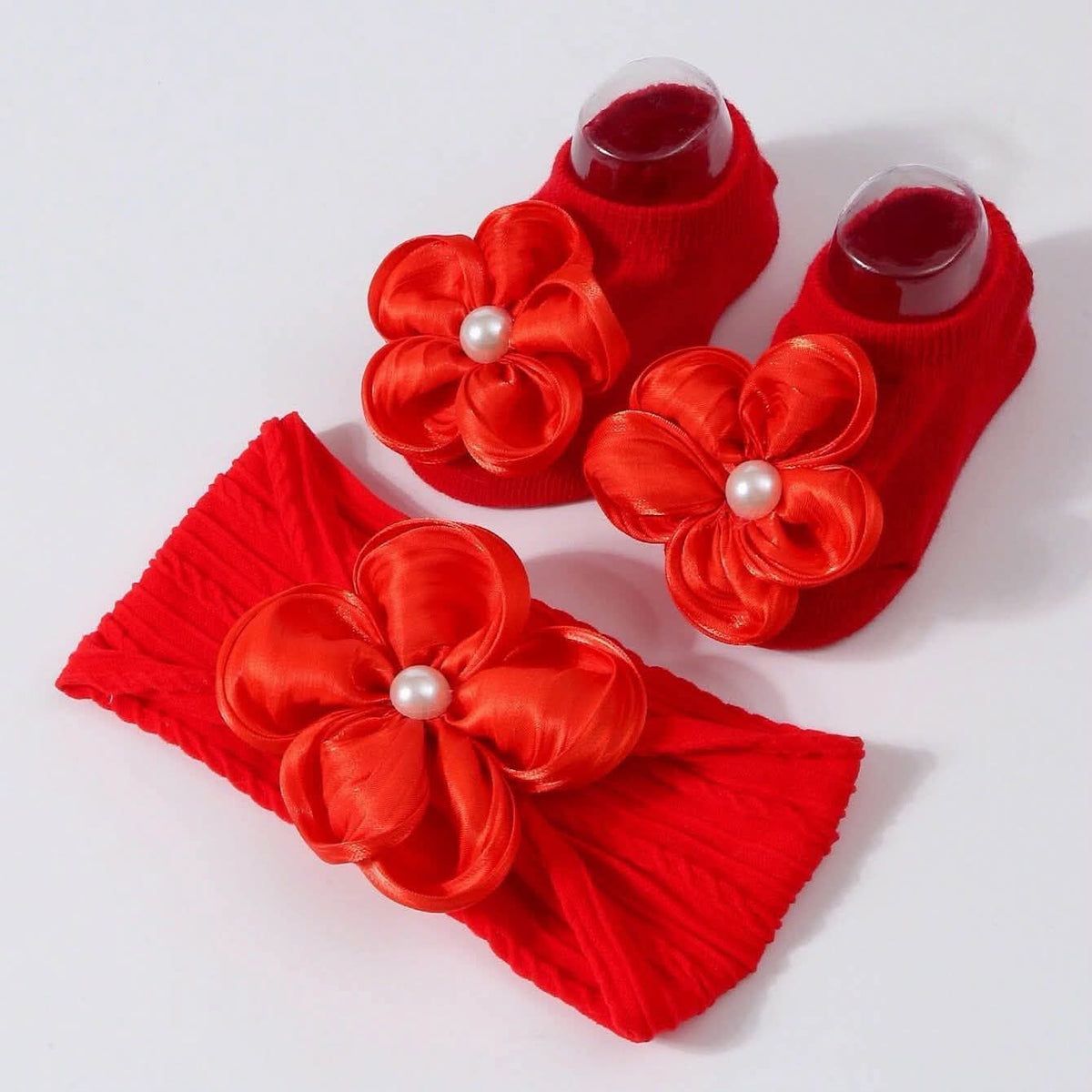 Baby Girl Flower Headband & Socks Set