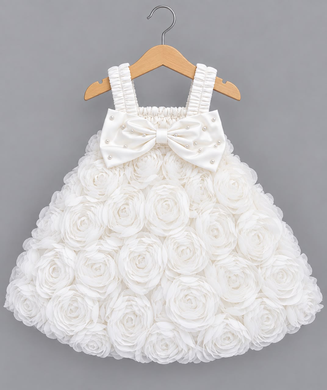Baby Rose Flower Party Dress White Color
