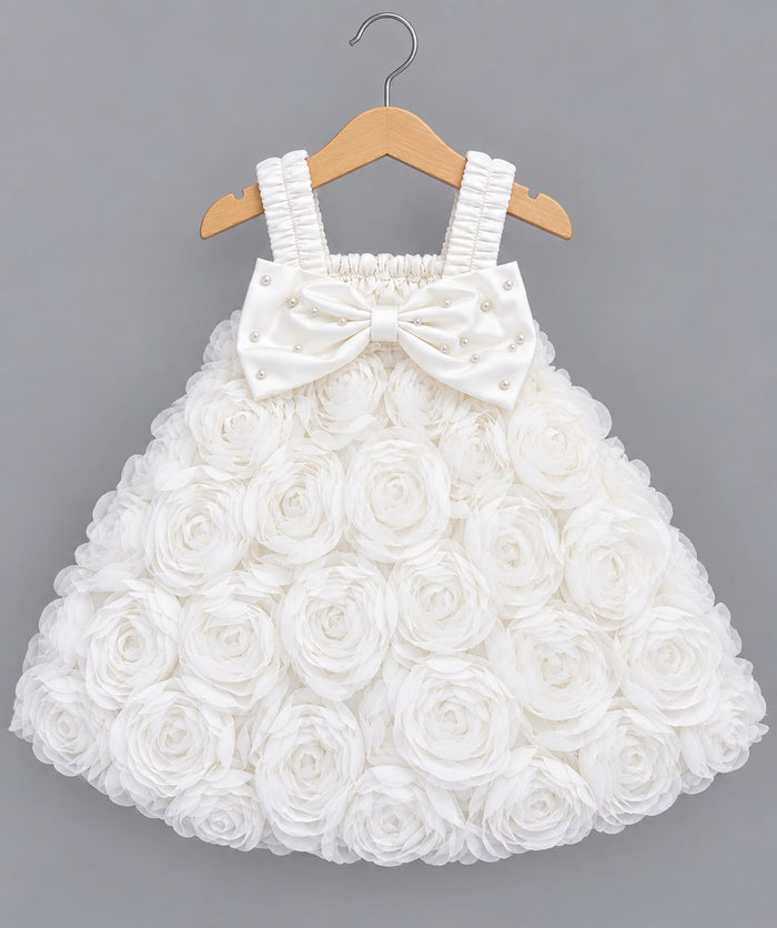 Baby Rose Flower Party Dress White Color