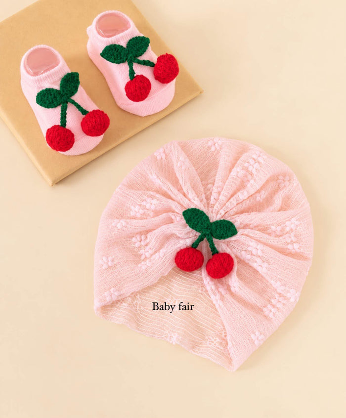 Cherry Baby Cap & Socks Set