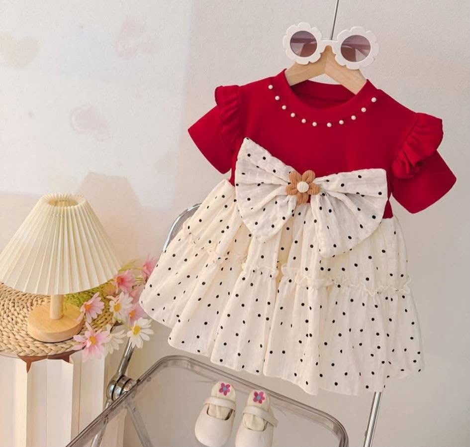 Baby Girls Polka Dot Bow Party Dress
